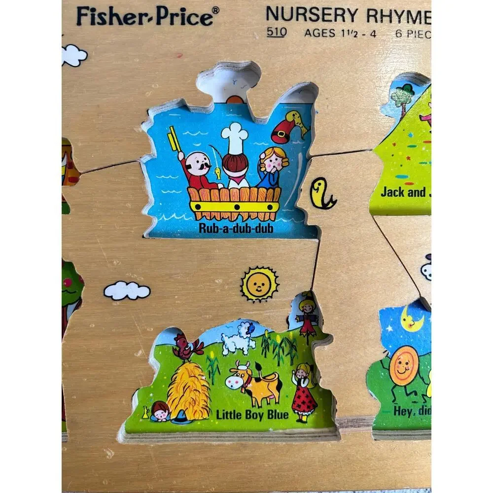 FISHER PRICE Vintage Nursery Rhymes Wooden Peg Puzzle